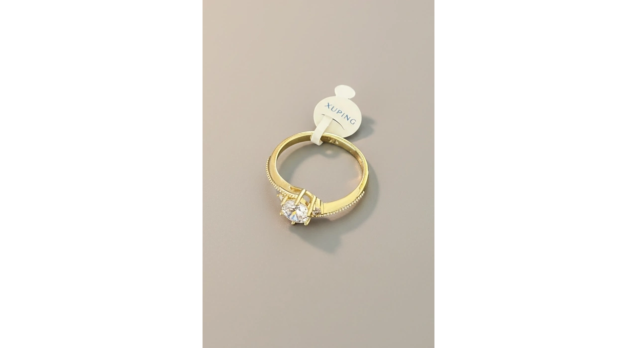 Altın Renk Taş Detaylı 9 Numara Xuping Yüzük