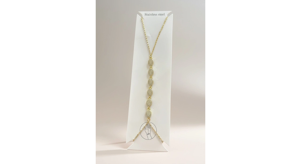 Altın Renk Taş Detaylı Çelik Şahmeran