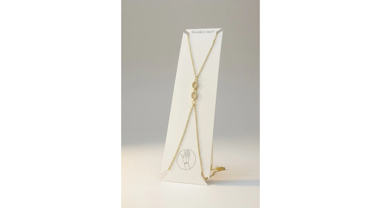 Altın Renk Taş Detaylı Çelik Şahmeran