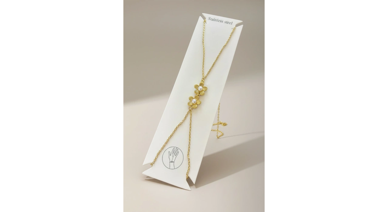 Altın Renk Taş Detaylı Çelik Şahmeran