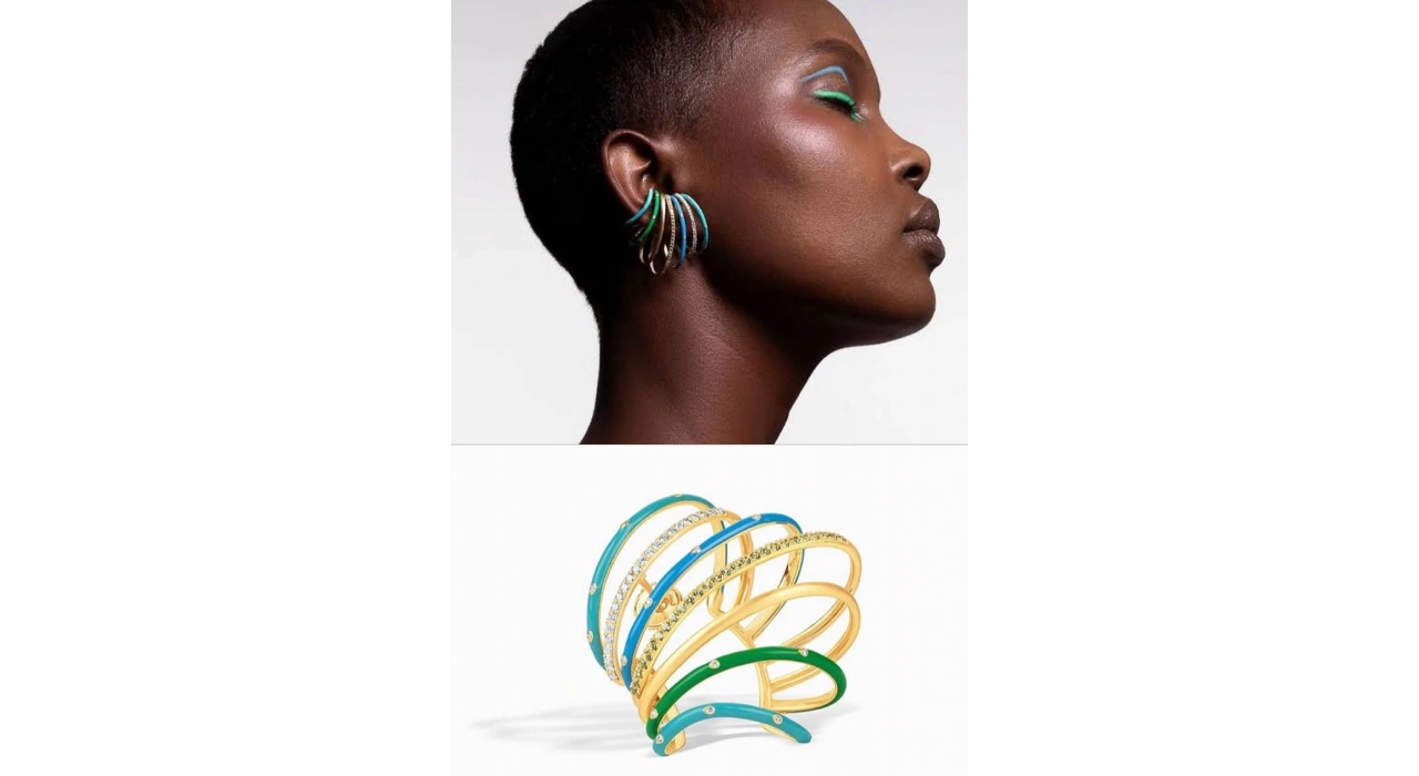 Altın Renk Taş Detaylı Ear Cuff (Tek)