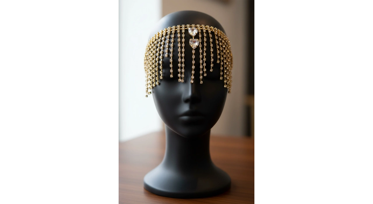 Altın Renk Taş Detaylı Saç Aksesuarı/ Kına Aksesuarı