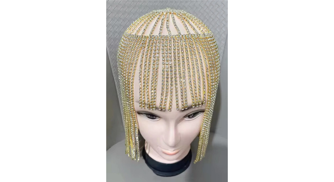 Altın Renk Taş Detaylı Saç Aksesuarı/Kına Aksesuarı