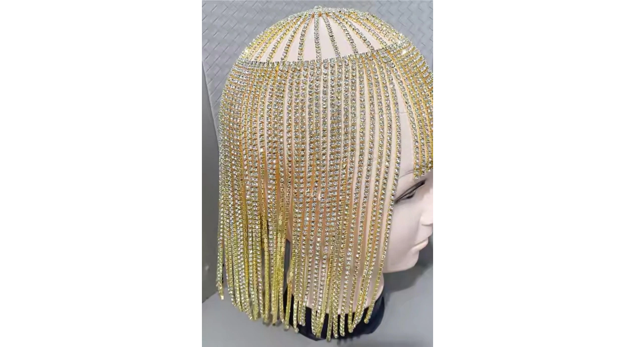 Altın Renk Taş Detaylı Saç Aksesuarı/Kına Aksesuarı