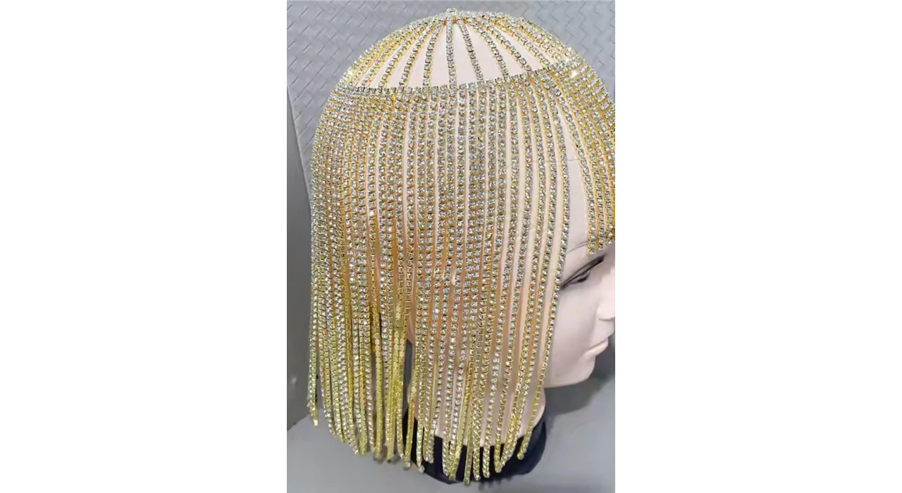 Altın Renk Taş Detaylı Saç Aksesuarı/Kına Aksesuarı