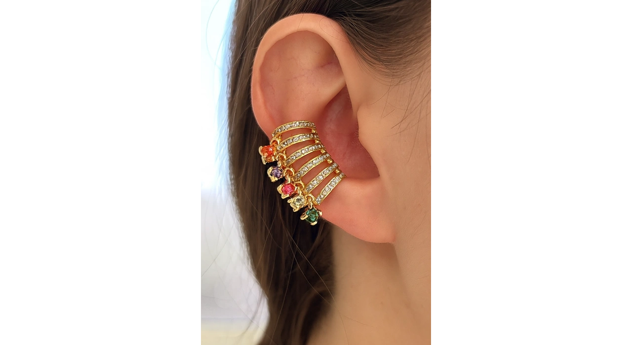 Altın Renk Taş Detaylı YSX Ear Cuff (Tek)