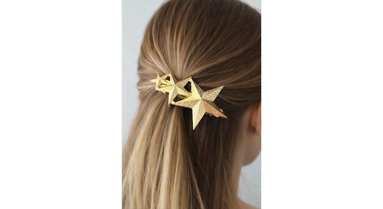 Altın  Renk Yıldız Figürlü Metal Otomat Toka