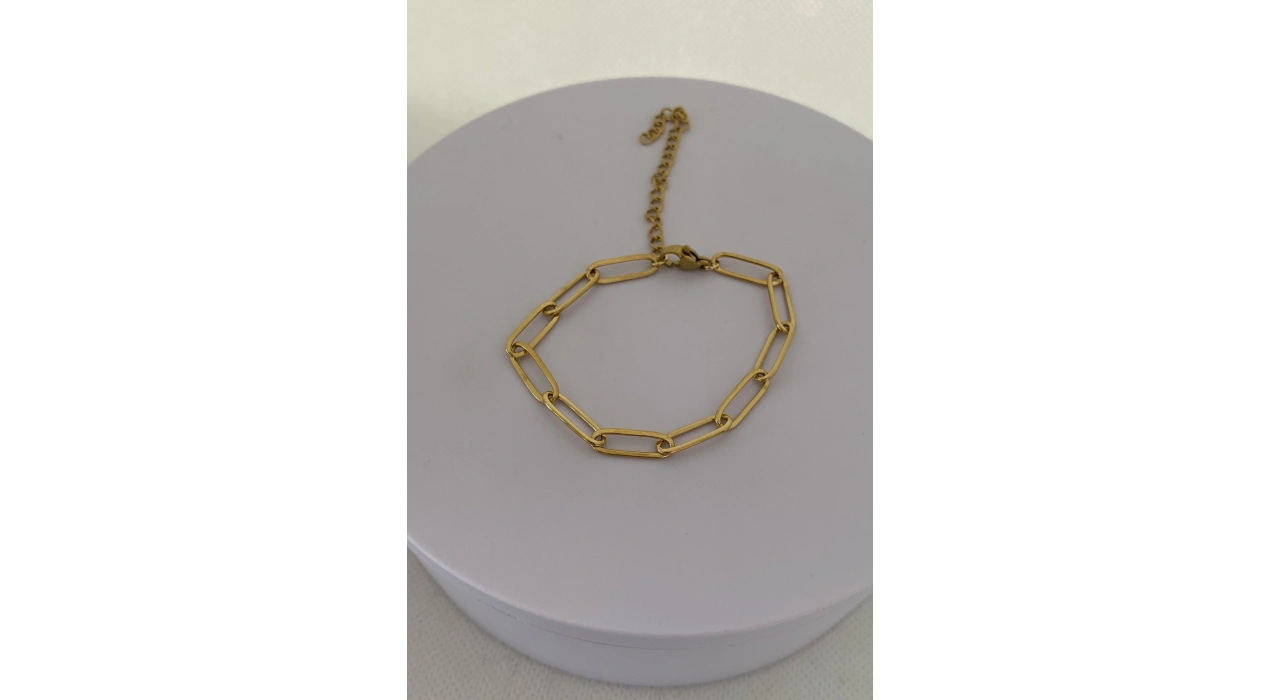 Altın Renk Zincir Çelik Bileklik (Unisex)