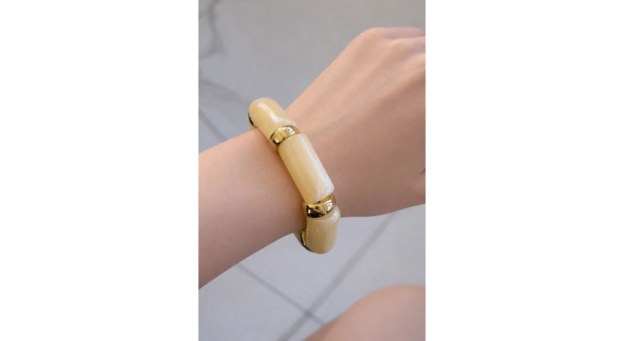 Bej Renk Boncuklu Bileklik