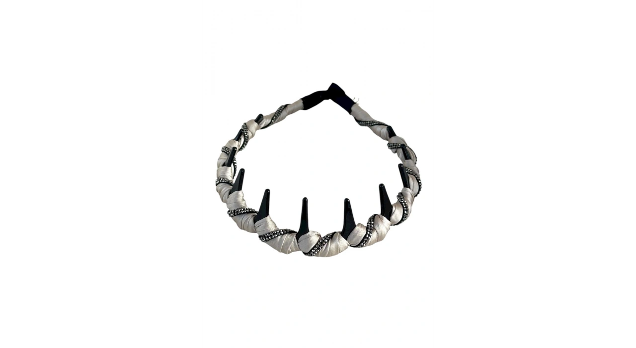 Bej Renk Taş Detaylı Taraklı Taç