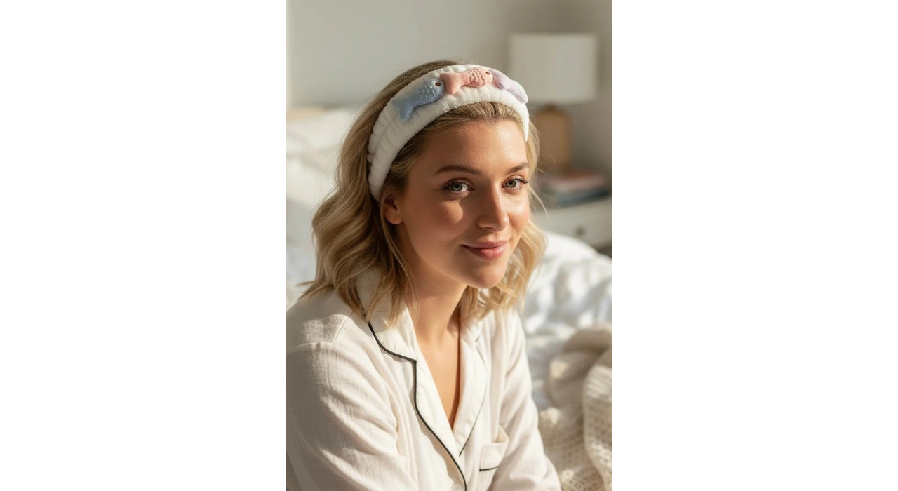 Beyaz Renk Balık Figürlü Peluş Saç Bandı