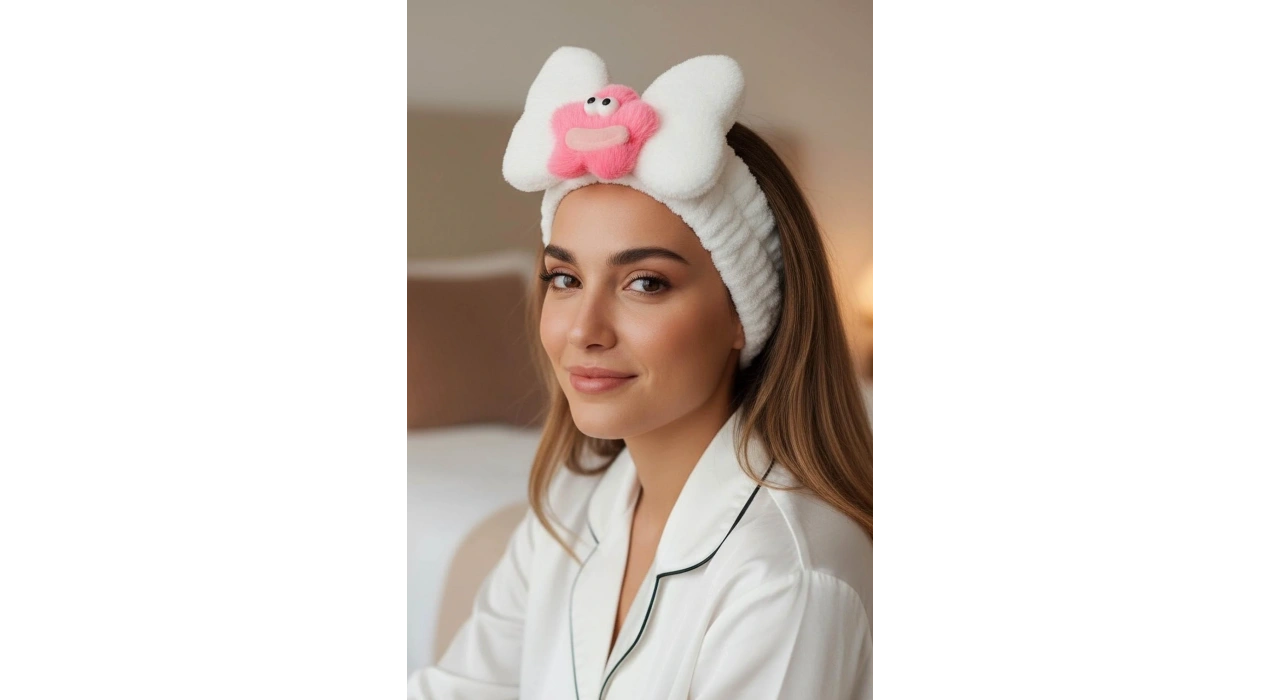 Beyaz Renk Canavar Figürlü Peluş Saç Bandı