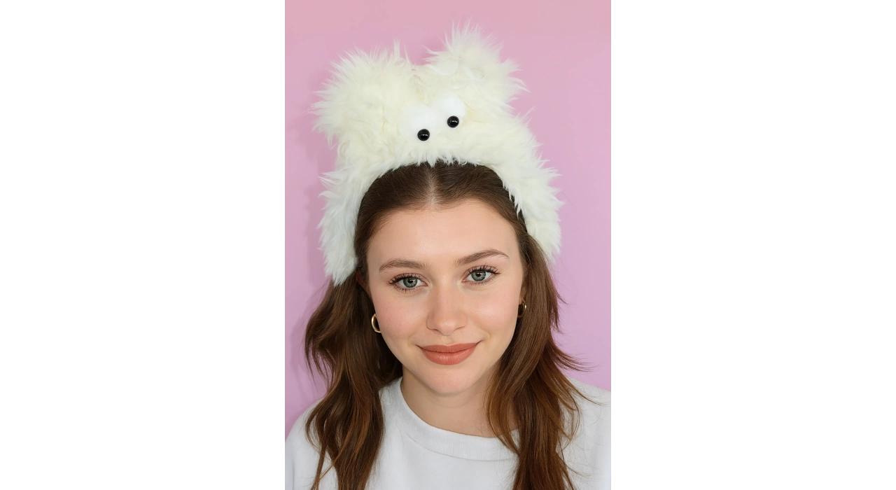 Beyaz Renk Canavar Figürlü Peluş Taç