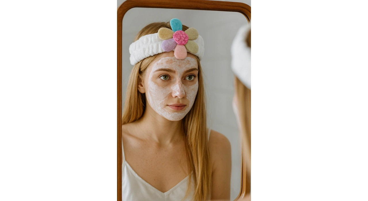 Beyaz Renk Çiçek Figürlü Peluş Saç Bandı