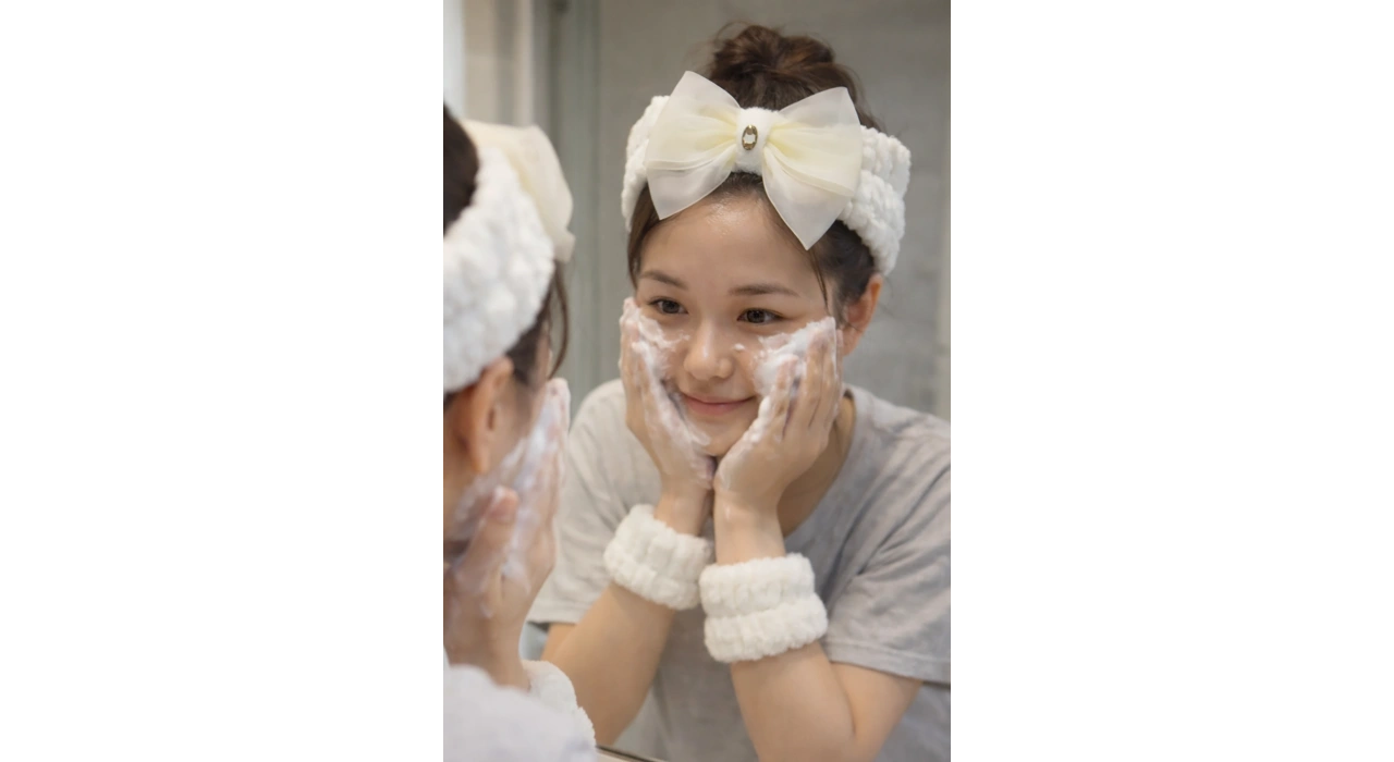 Beyaz Renk Fiyonk Detaylı Su Emici Havlu Bileklik Saç Bandı