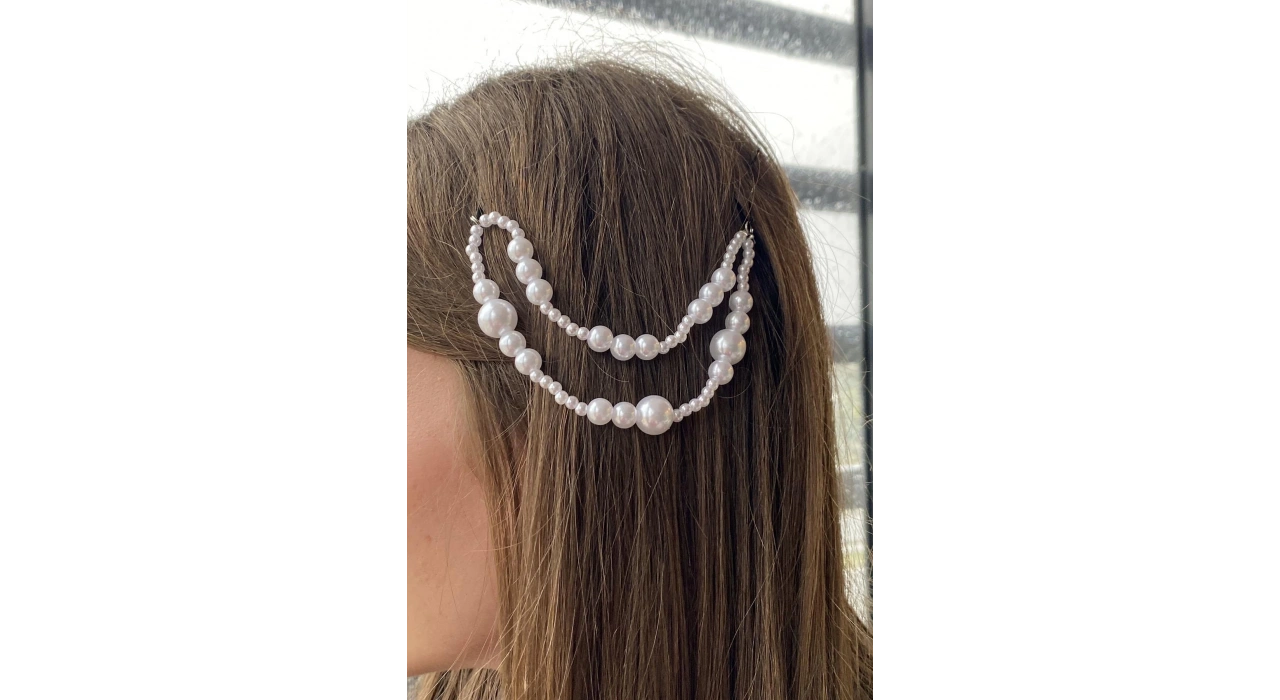 Beyaz Renk İnci Detaylı Saç Aksesuarı