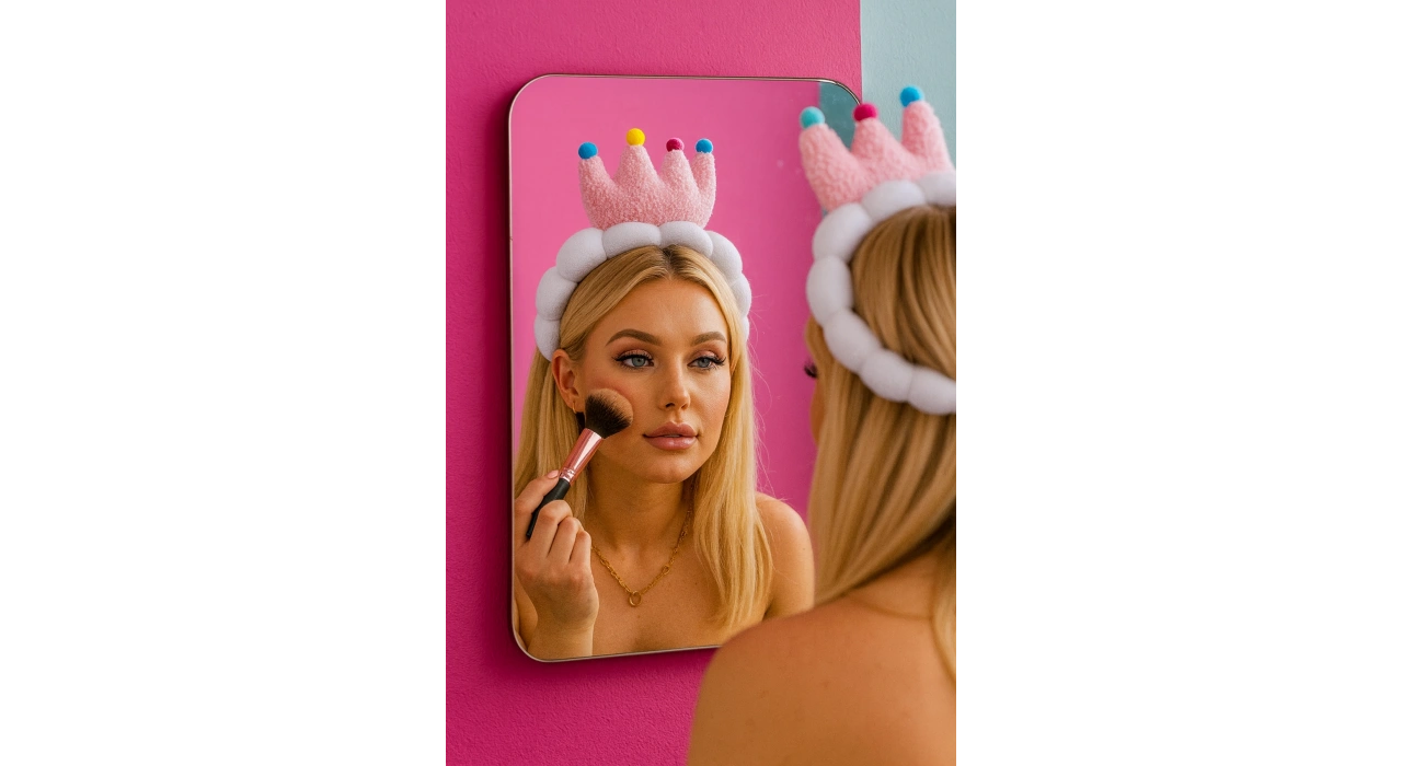 Beyaz Renk Kral Tacı Detaylı Spa Saç Bandı Havlu Taç