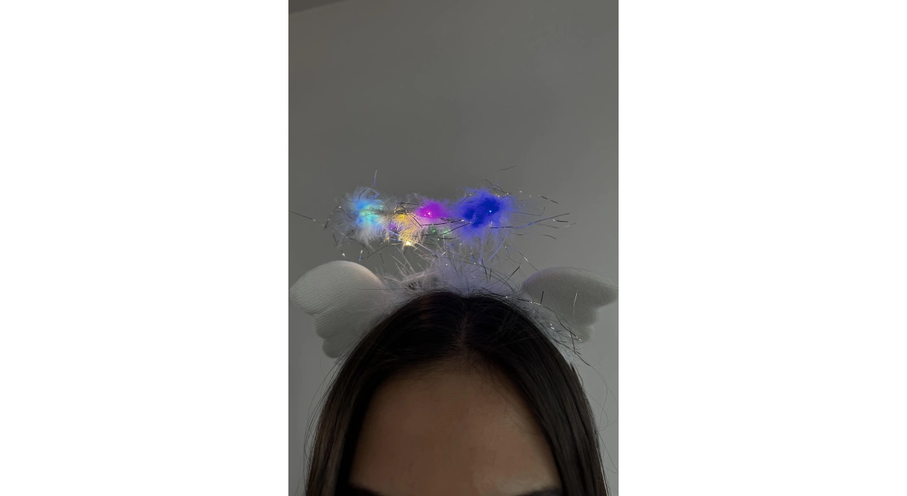 Beyaz Renk Melek Figürlü Işıklı Taç