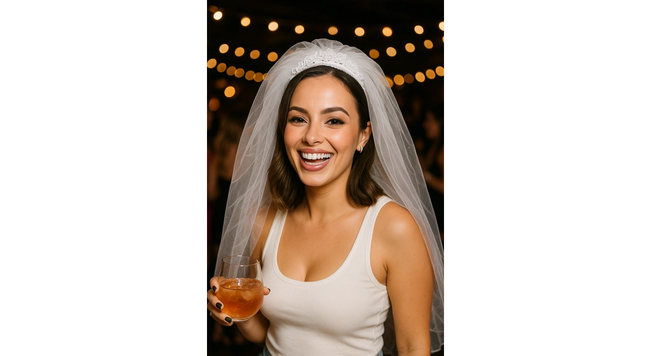 Beyaz Renk Tüllü Duvak Detaylı Bride Taç