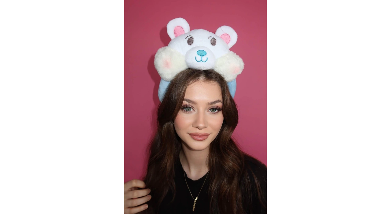 Beyaz Ve Mavi Renk Ayı Figürlü Peluş Taç