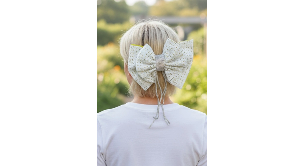 Beyaz Ve Yeşil Renk Kurdele Figürlü Taş Detaylı Otomat Toka