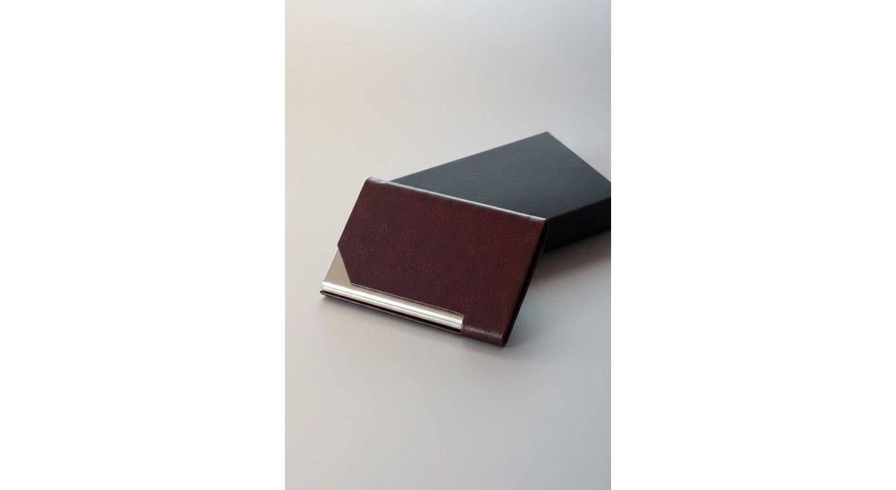 Bordo Renk Metal Cüzdan/Kartlık