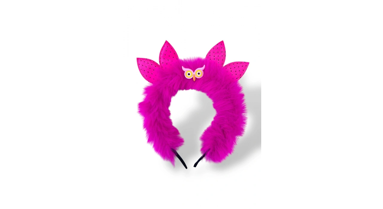 Fuşya Renk Baykuş Figürlü Peluş Taç