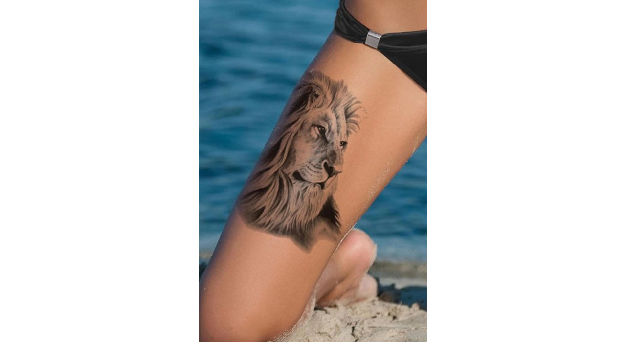 Geçici Aslan Figürlü Dövme Tattoo
