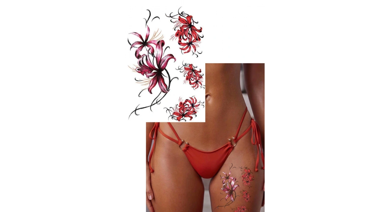 Geçici Çiçek Figürlü Dövme Tattoo