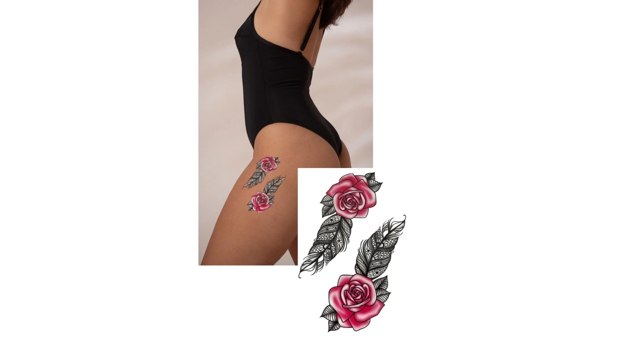 Geçici Gül Figürlü Dövme Tattoo