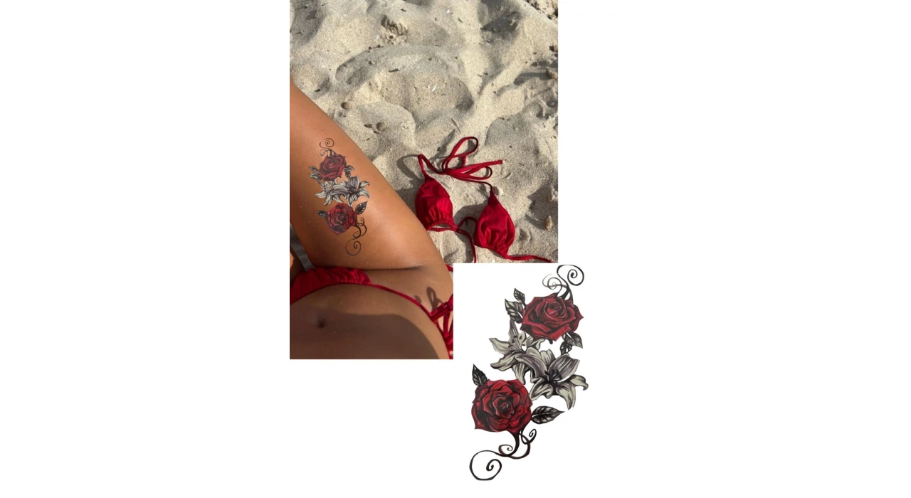 Geçici Gül Figürlü Dövme Tattoo