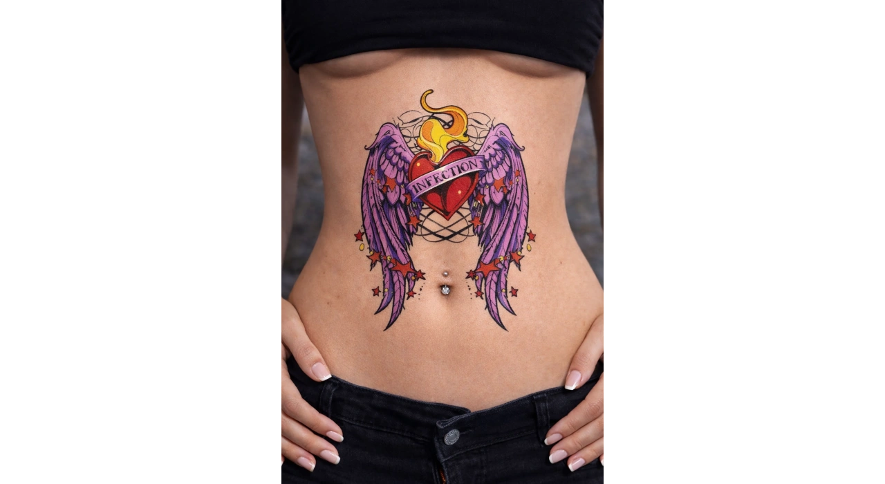 Geçici Kanatlı Kalp Dövme Tattoo