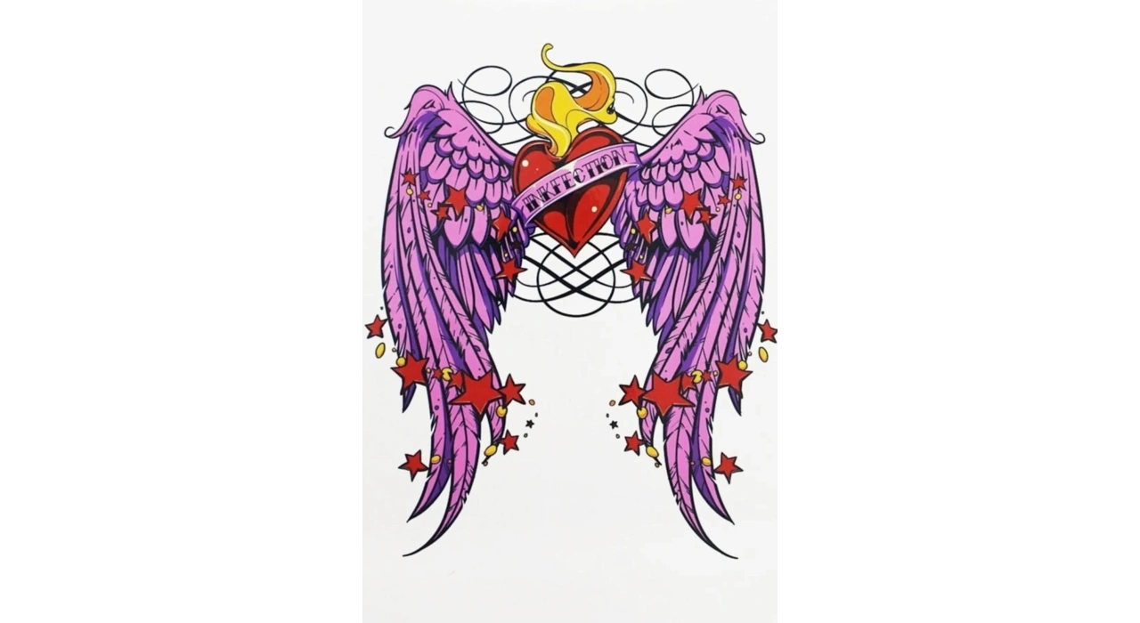 Geçici Kanatlı Kalp Dövme Tattoo