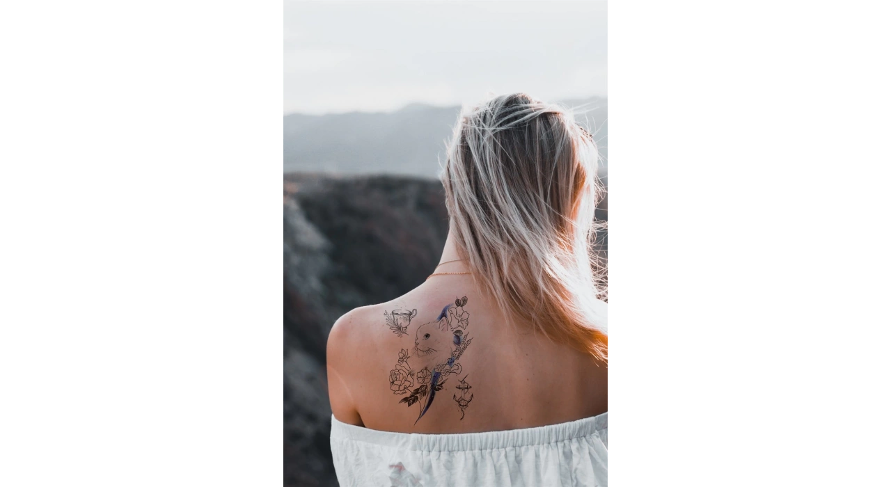 Geçici Kedi, Fincan ve Çapa Dövme Tattoo