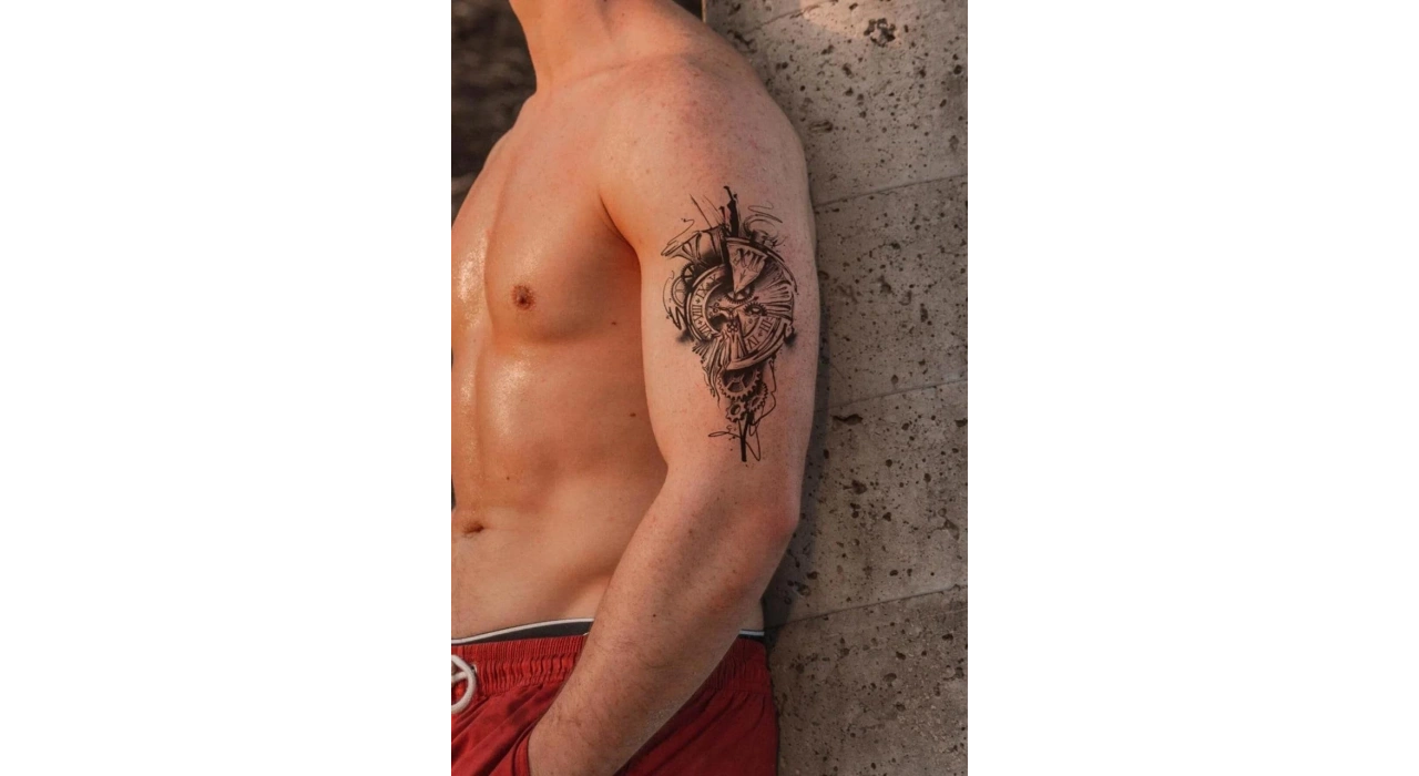 Geçici Kırık Rome Saat Figürlü Dövme Tatto