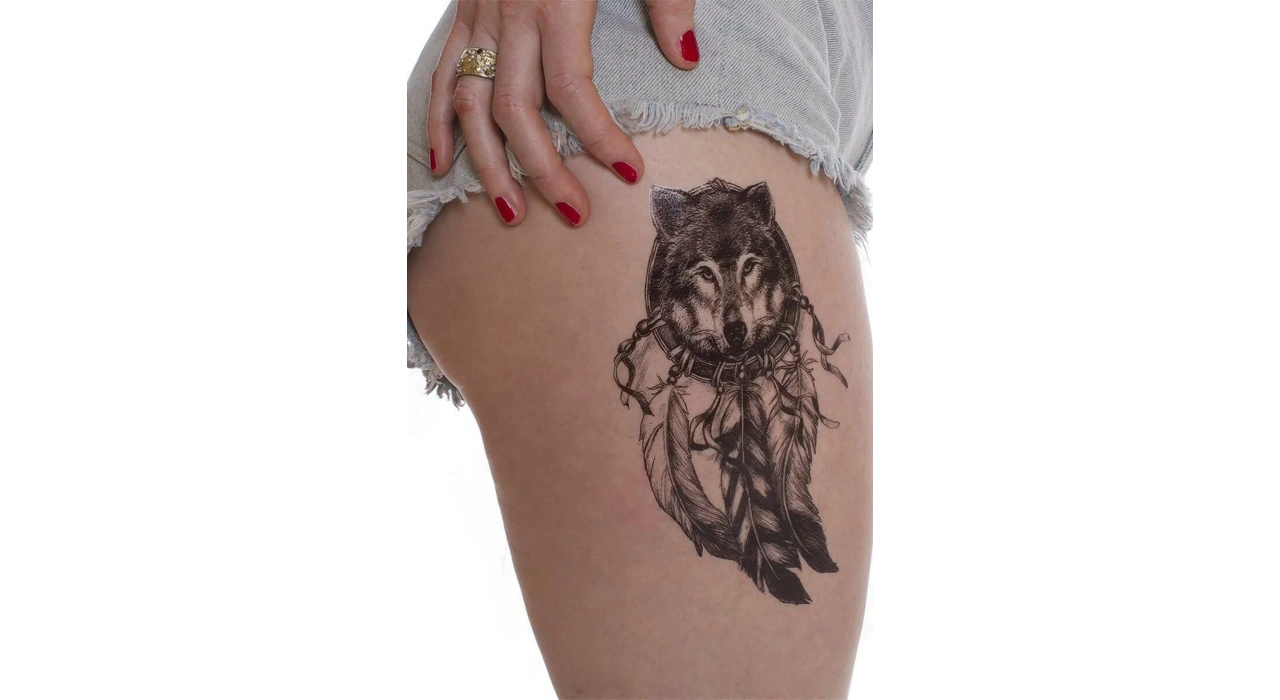 Geçici Kurt Figürlü Dövme Tatto