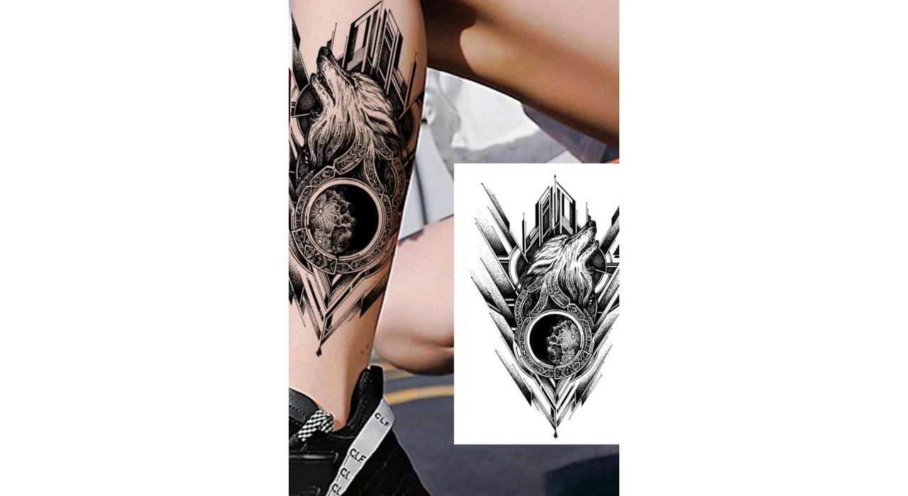 Geçici Kurt Figürlü Dövme Tattoo
