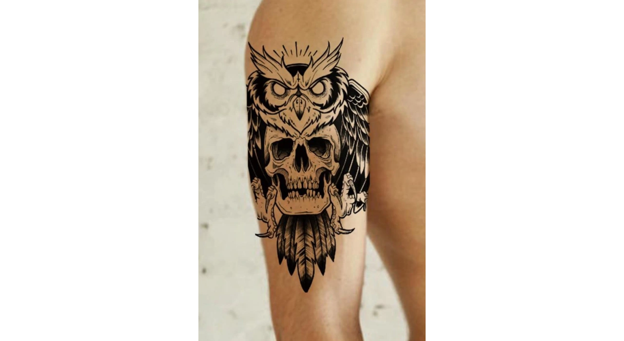 Geçici Kuru Kafa Figürlü Dövme Tattoo