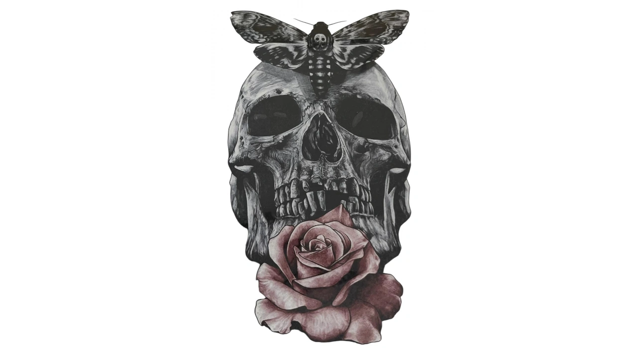 Geçici Kuru Kafa Figürlü Dövme Tattoo