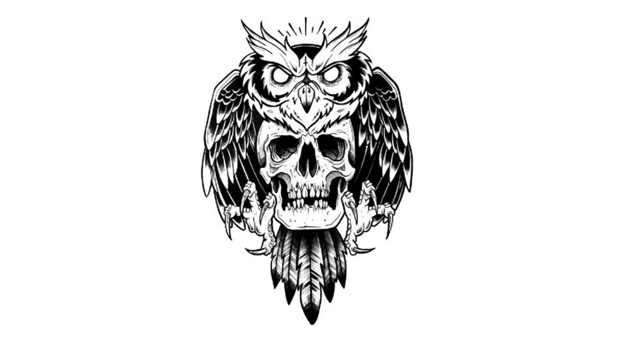 Geçici Kuru Kafa Figürlü Dövme Tattoo