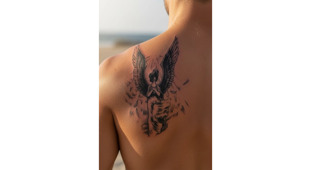 Geçici Melek Figürlü Dövme Tattoo