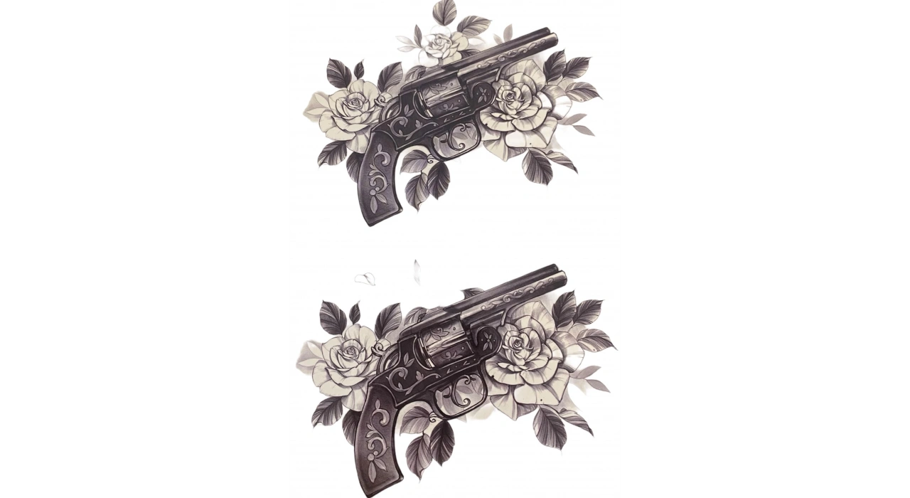 Geçici Siyah Ve Çiçek Figürlü Dövme Tatto