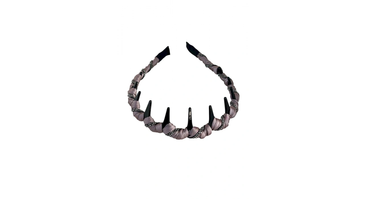 Gül Kurusu Renk Taş Detaylı Taraklı Taç