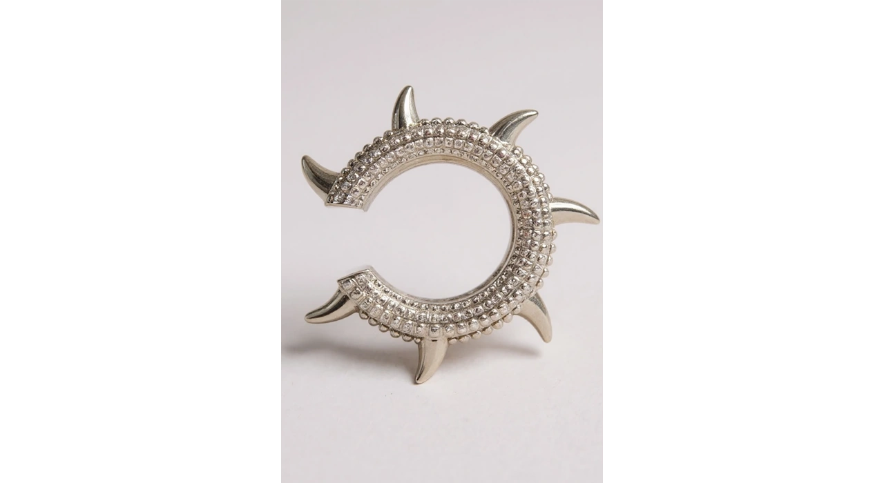 Gümüş Renk 14K Altın Kaplama TX Ear Cuff (Tek)