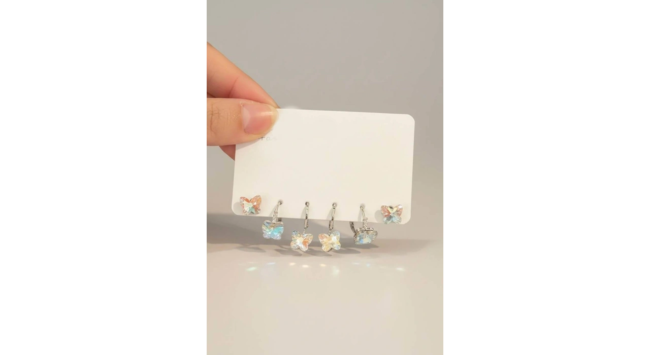 Gümüş Renk 6lı Taş Detaylı Set Küpe