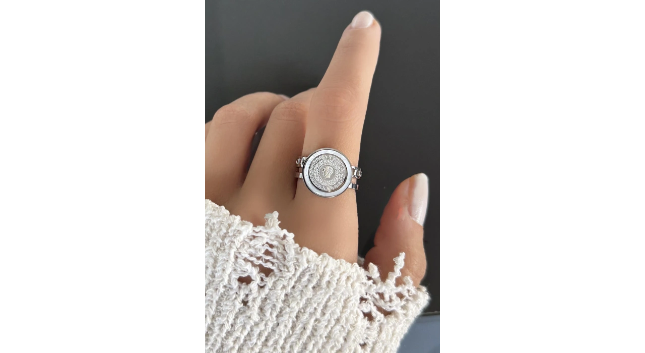 Gümüş Renk Çelik Ayarlanabilir Yüzük