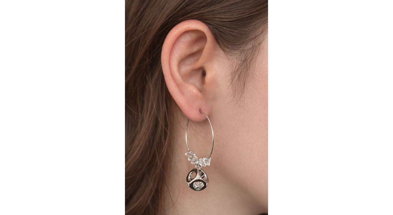 Gümüş Renk Çelik Xupıng VİP Halka Küpe