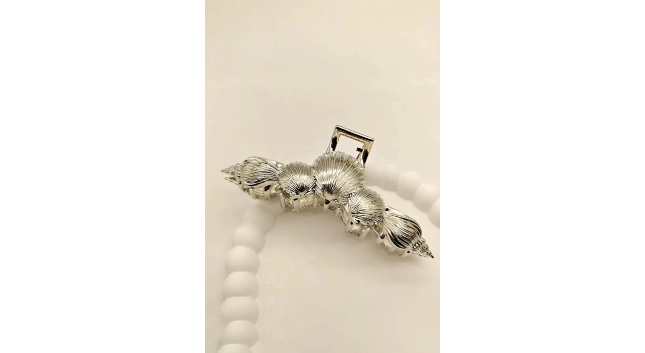 Gümüş Renk Deniz Kabuğu Figürlü Metal  Mandal Toka