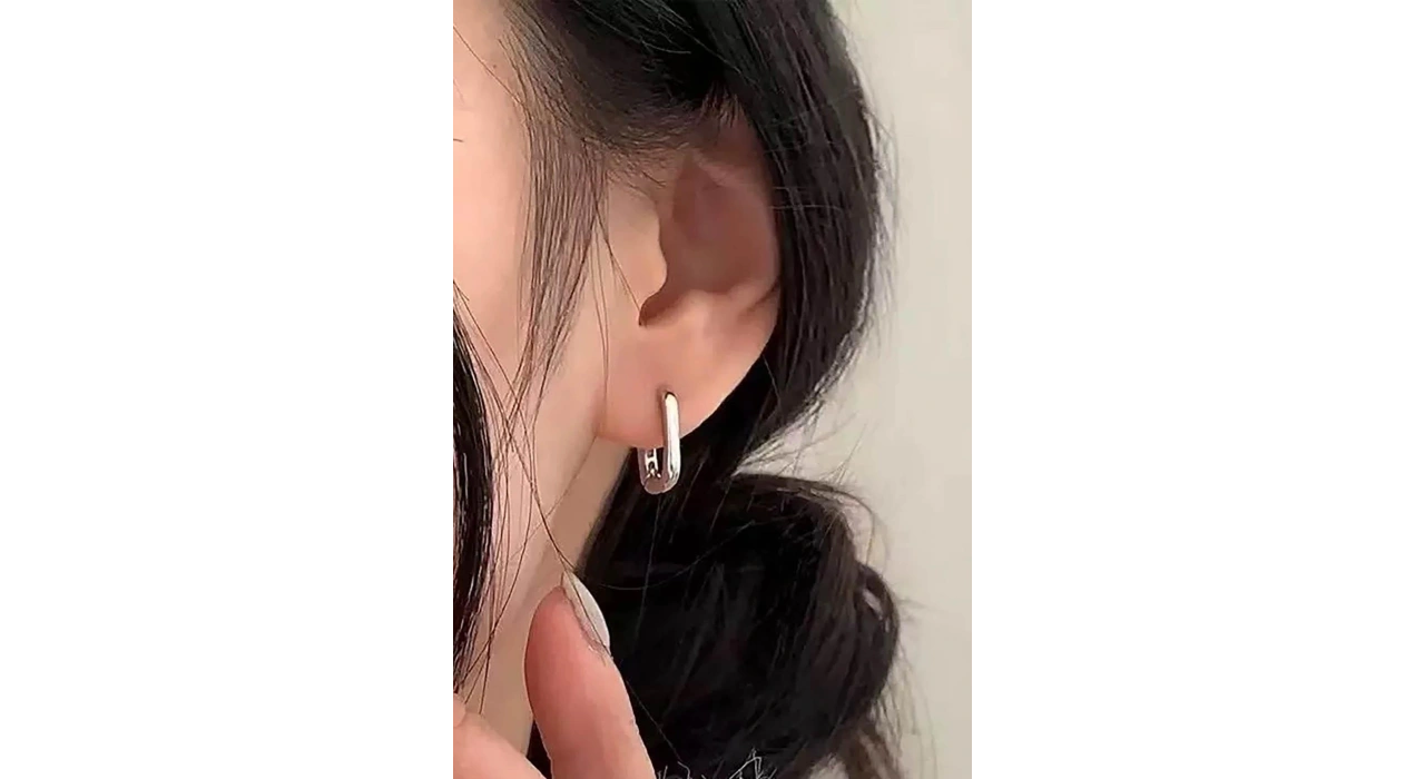 Gümüş Renk Kare 14K Altın Kaplama Tx  Küpe (Çift)