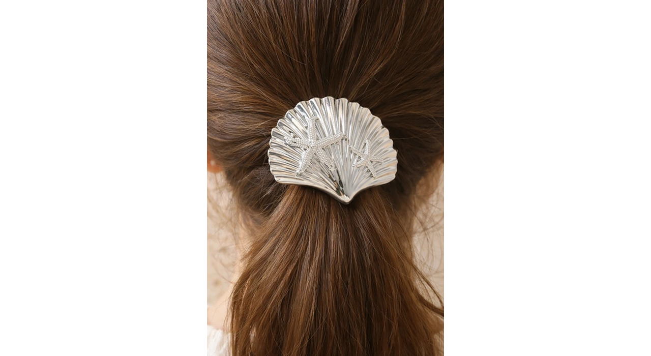 Gümüş Renk Metal Midye Figürlü  Toka